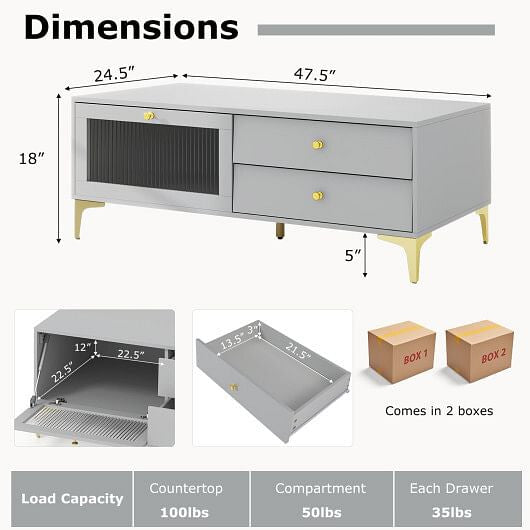 Gray TV Stand with Storage Compartment &amp; Drawers for TVs up to 55 Inches