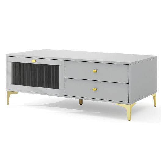 Gray TV Stand with Storage Compartment &amp; Drawers for TVs up to 55 Inches