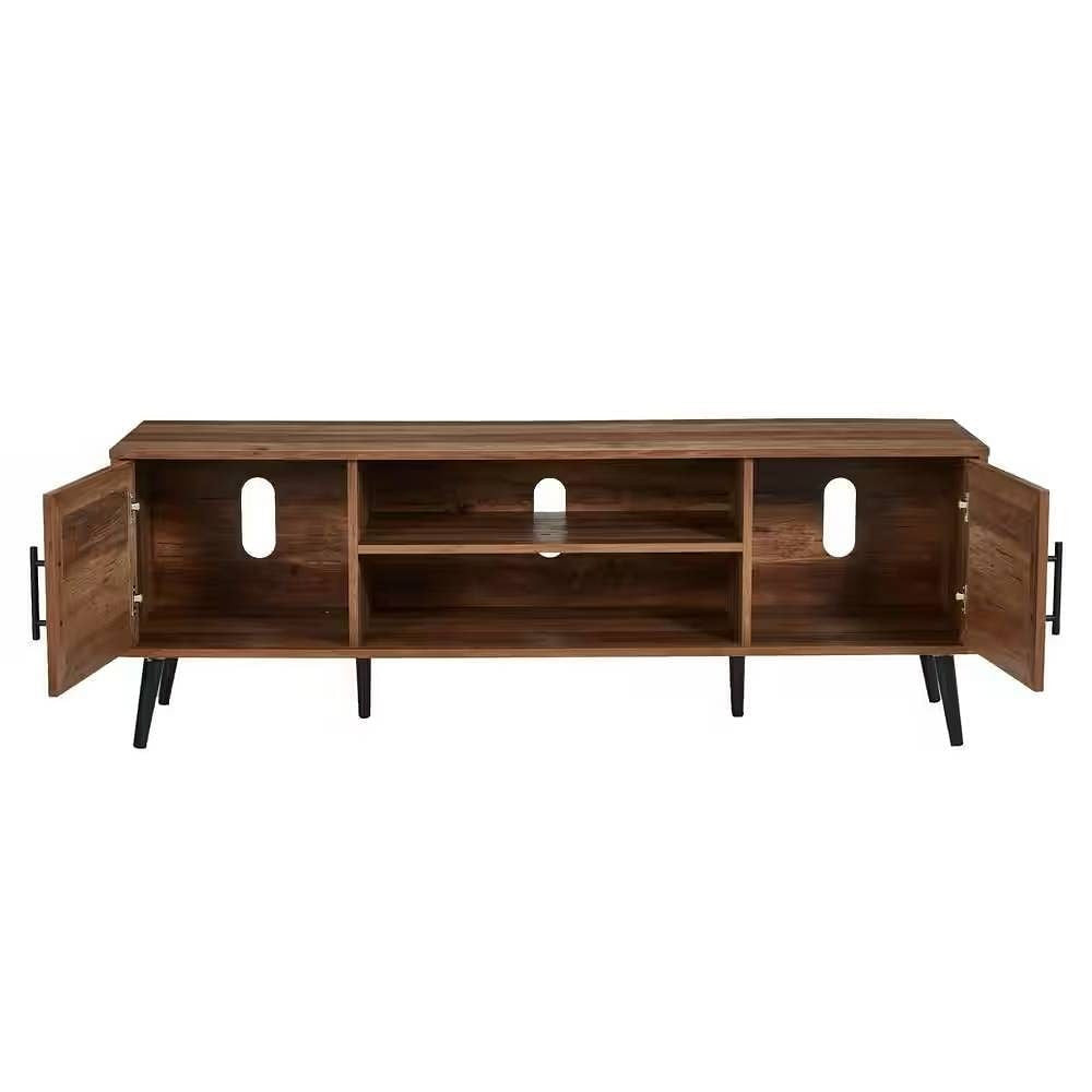 Modern Rustic Wood Finish TV Stand with Mid-Century Legs for TV's up to 65-inch's