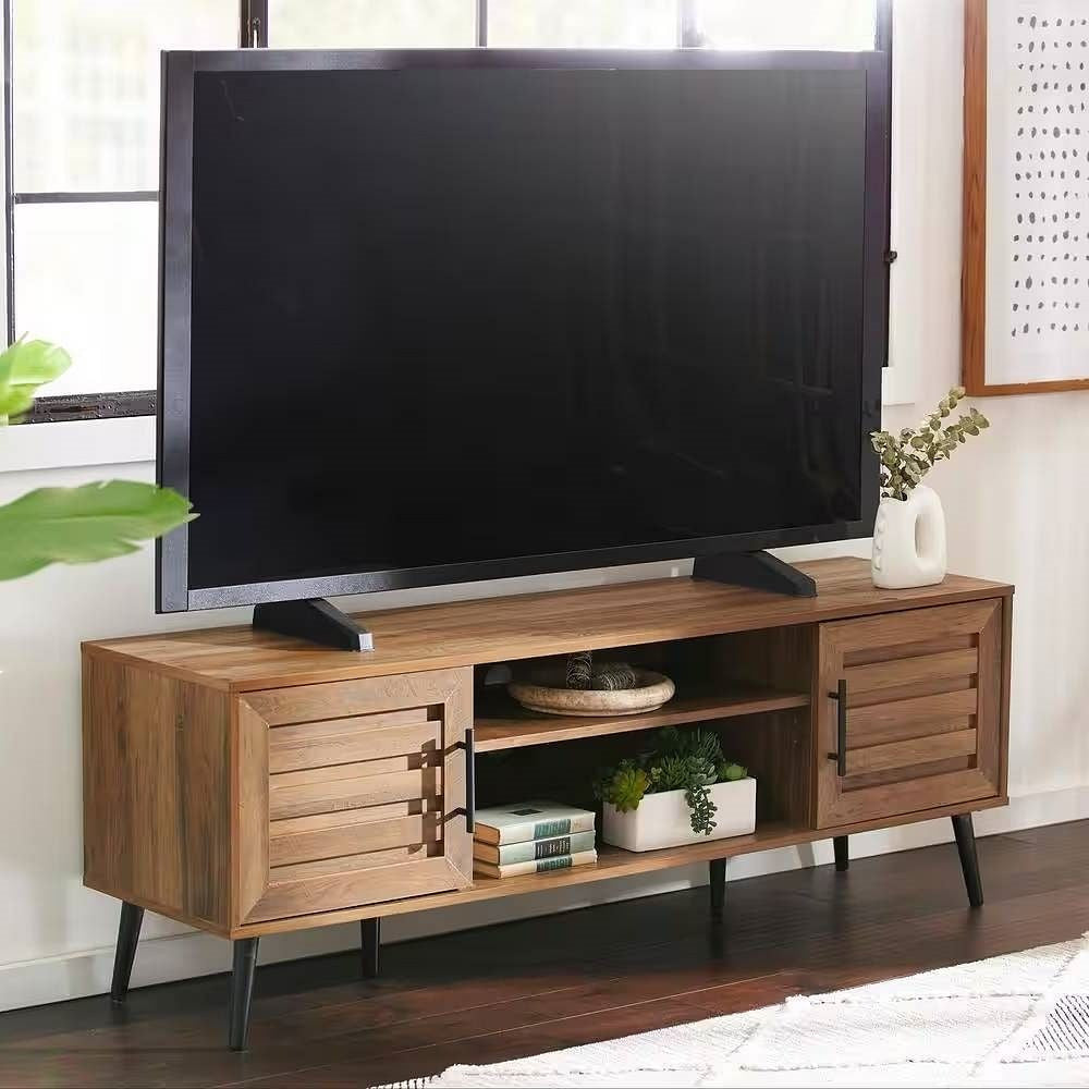 Modern Rustic Wood Finish TV Stand with Mid-Century Legs for TV's up to 65-inch's
