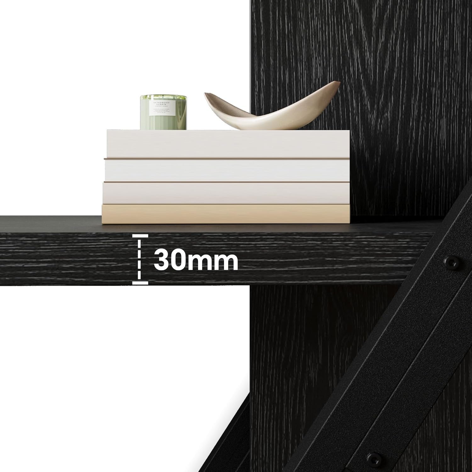 Industrial Book shelf Five Tier Solid Oak Wood Metal-3